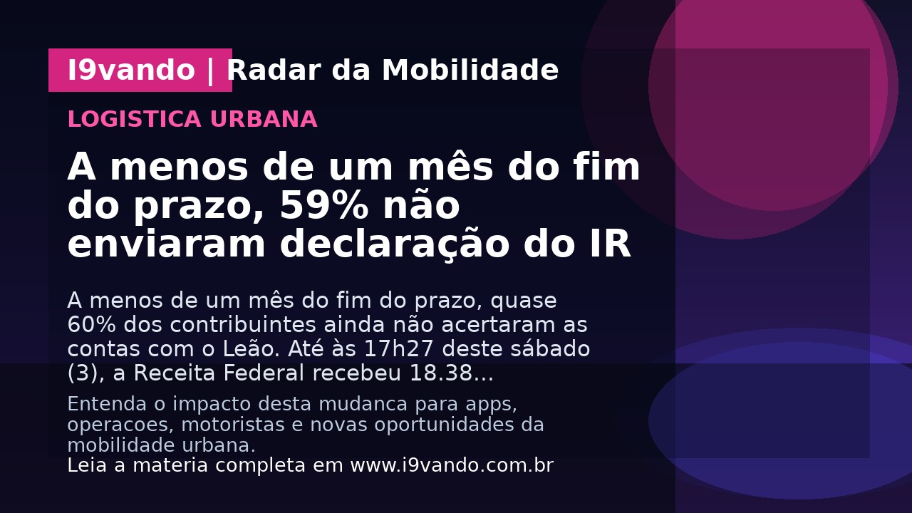 A menos de um mês do fim do prazo, 59% não enviaram declaração do IR