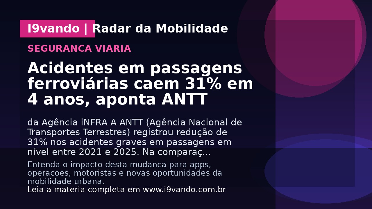 Acidentes em passagens ferroviárias caem 31% em 4 anos, aponta ANTT