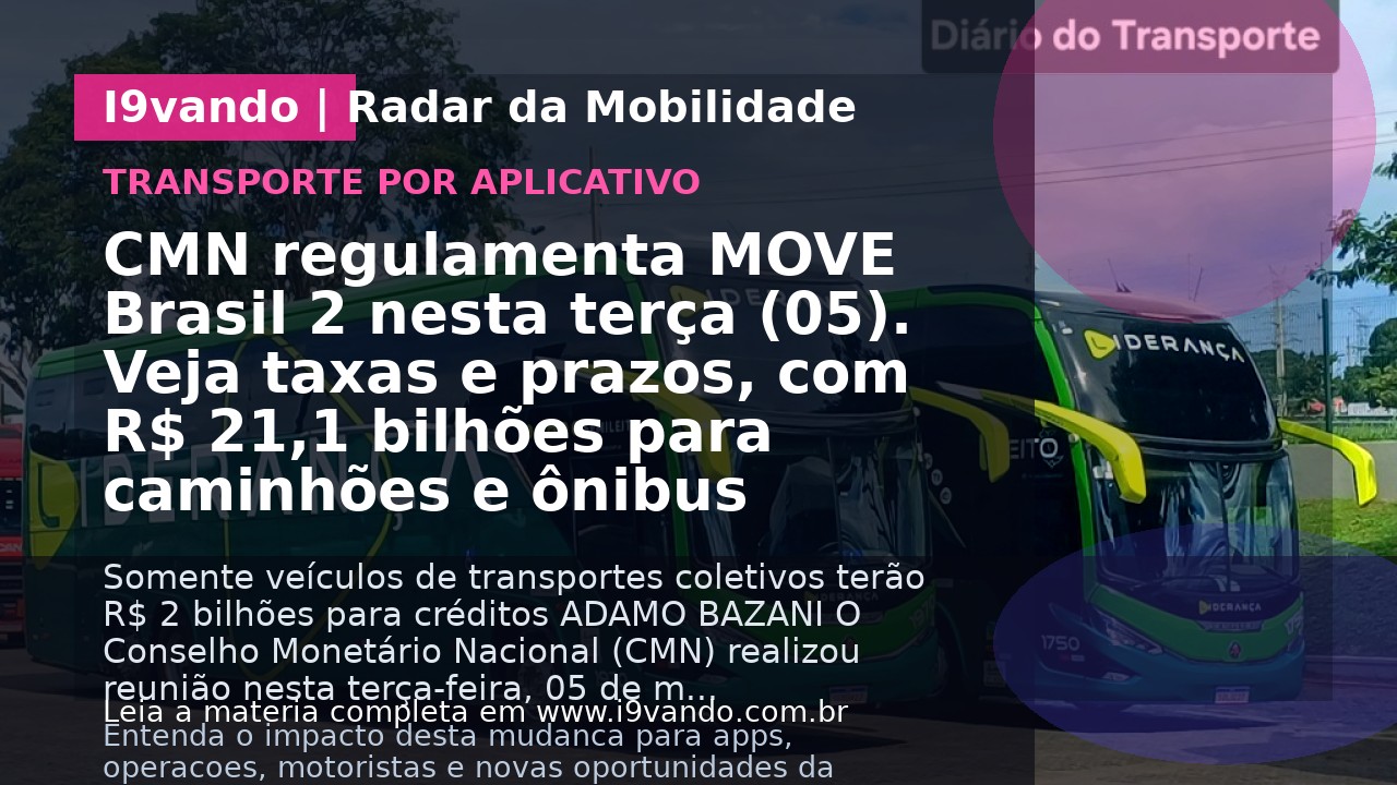 CMN regulamenta MOVE Brasil 2 nesta terça (05). Veja taxas e prazos, com R$ 21,1 bilhões para caminhões e ônibus