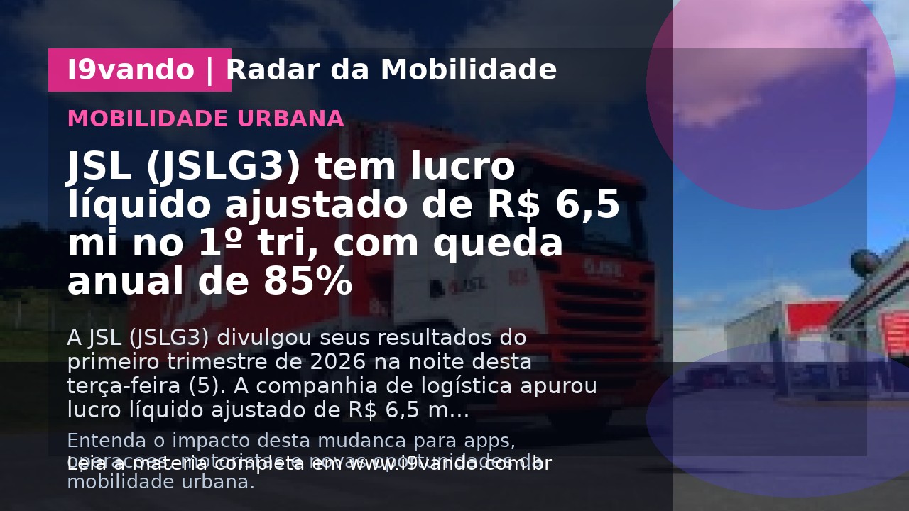 JSL (JSLG3) tem lucro líquido ajustado de R$ 6,5 mi no 1º tri, com queda anual de 85%