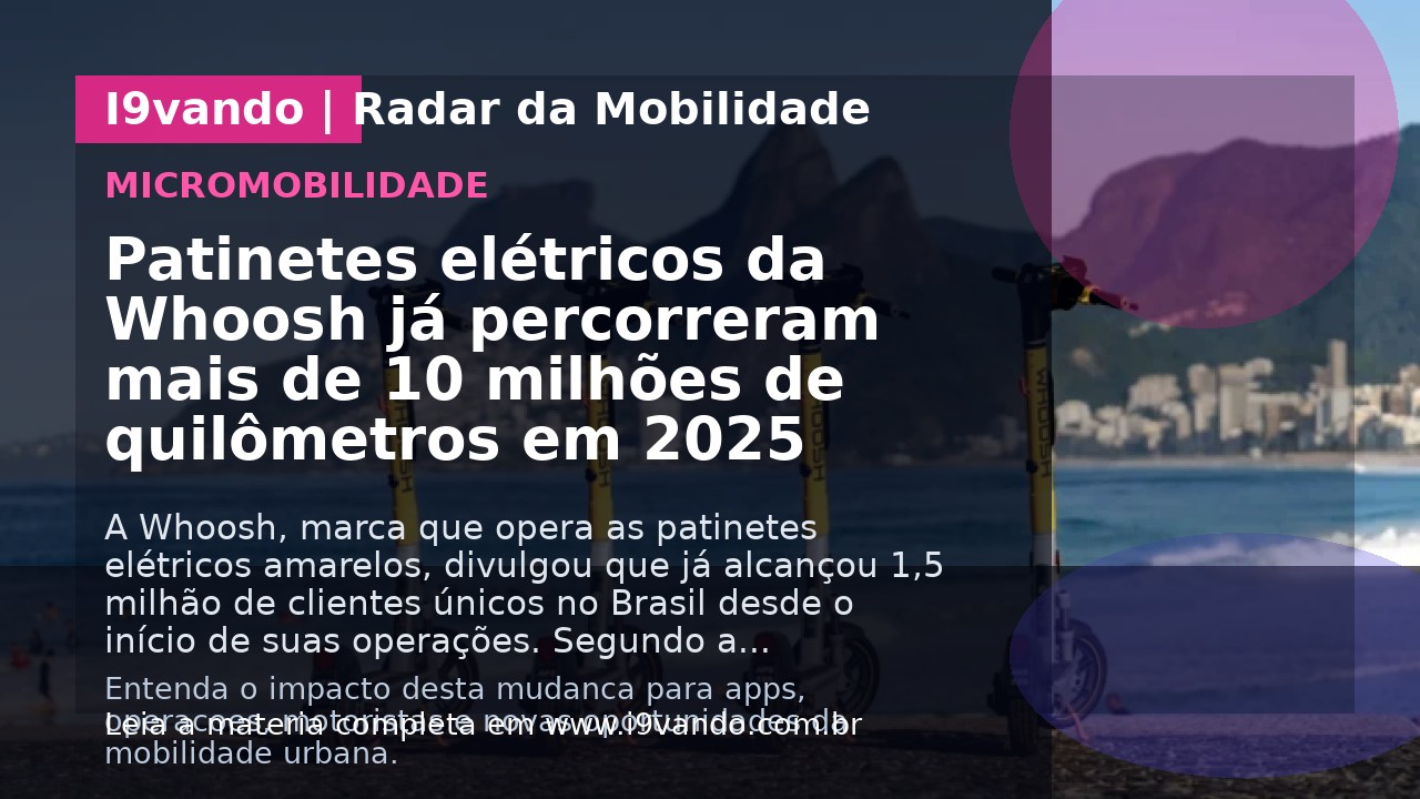 Patinetes elétricos da Whoosh já percorreram mais de 10 milhões de quilômetros em 2025