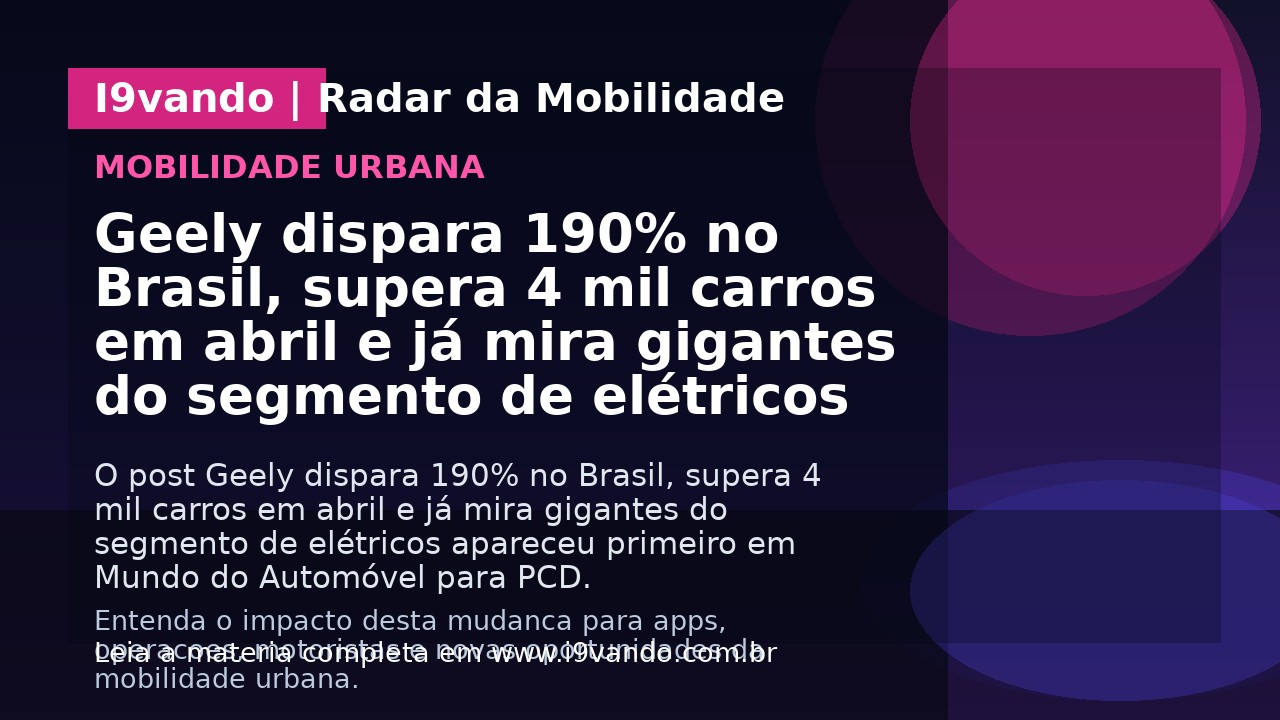 Geely dispara 190% no Brasil, supera 4 mil carros em abril e já mira gigantes do segmento de elétricos