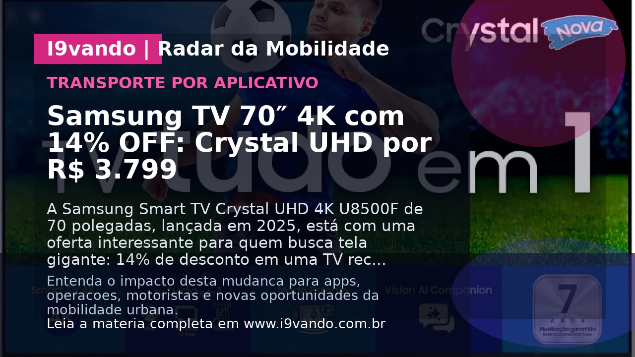 Samsung TV 70″ 4K com 14% OFF: Crystal UHD por R$ 3.799