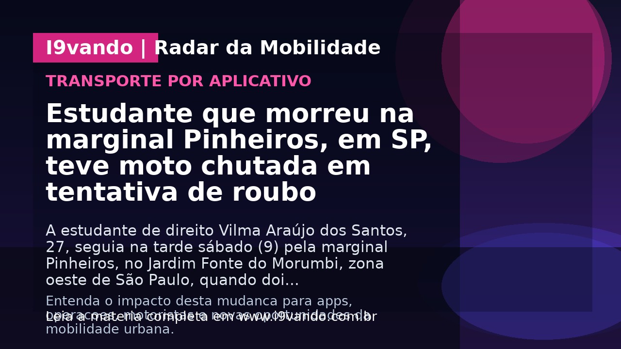 Estudante que morreu na marginal Pinheiros, em SP, teve moto chutada em tentativa de roubo