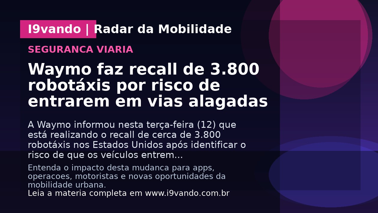 Waymo faz recall de 3.800 robotáxis por risco de entrarem em vias alagadas