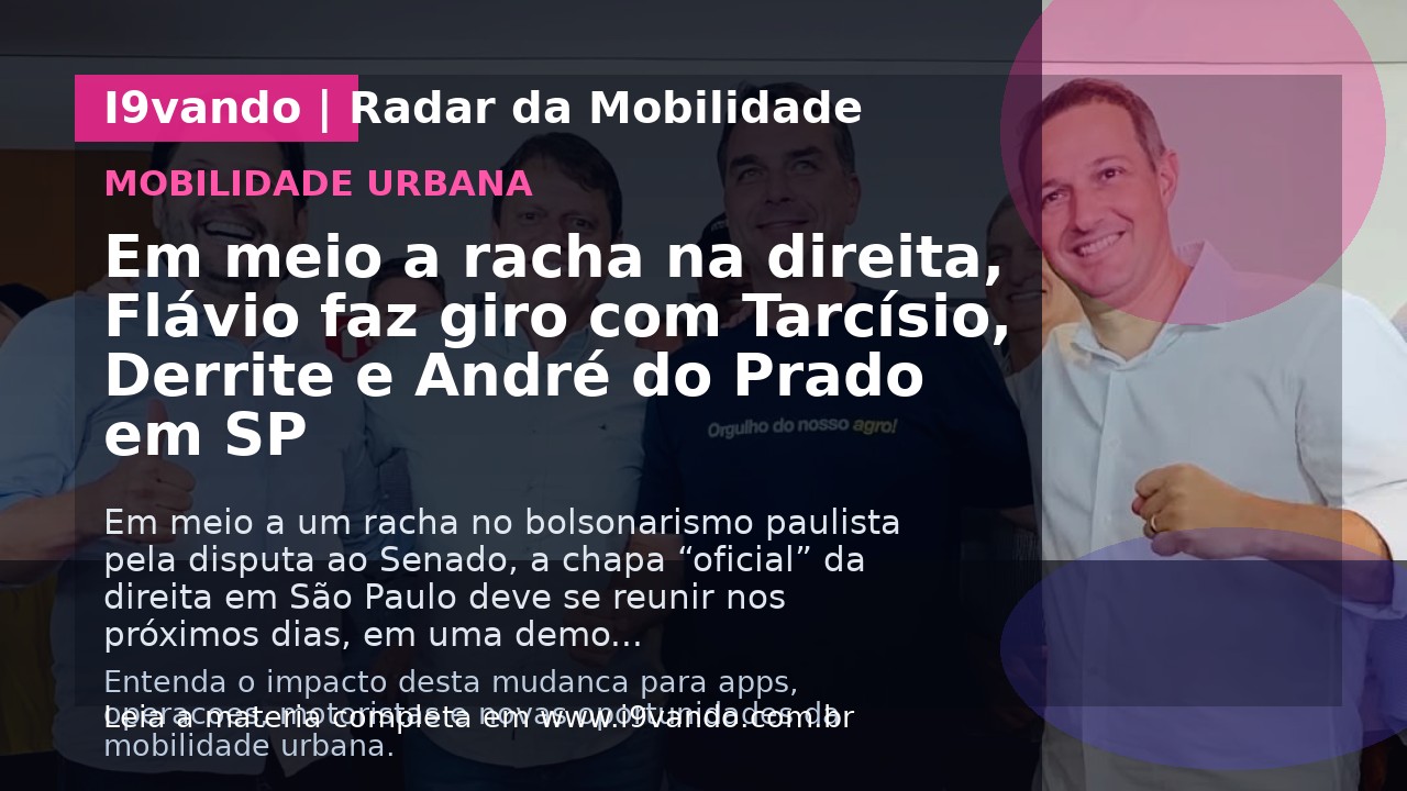 Em meio a racha na direita, Flávio faz giro com Tarcísio, Derrite e André do Prado em SP