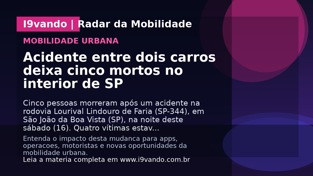 Acidente entre dois carros deixa cinco mortos no interior de SP