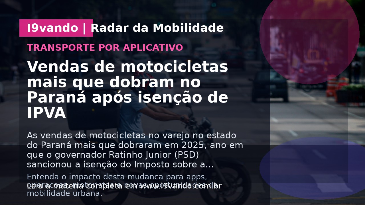 Vendas de motocicletas mais que dobram no Paraná após isenção de IPVA