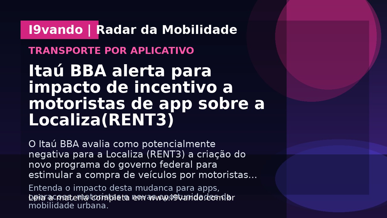 Itaú BBA alerta para impacto de incentivo a motoristas de app sobre a Localiza(RENT3)