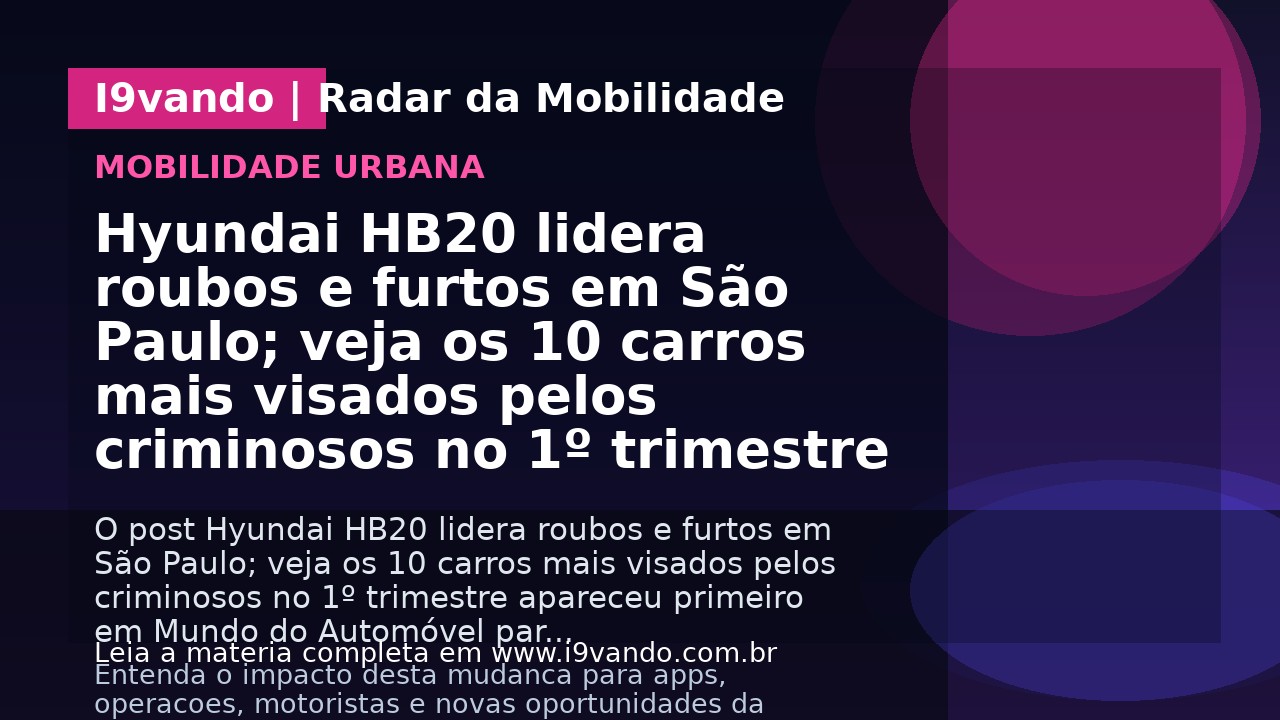 Hyundai HB20 lidera roubos e furtos em São Paulo; veja os 10 carros mais visados pelos criminosos no 1º trimestre
