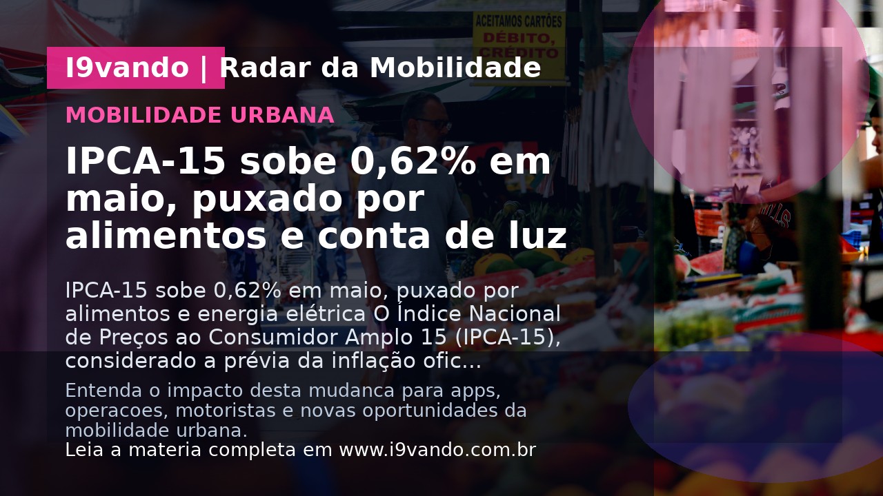 IPCA-15 sobe 0,62% em maio, puxado por alimentos e conta de luz