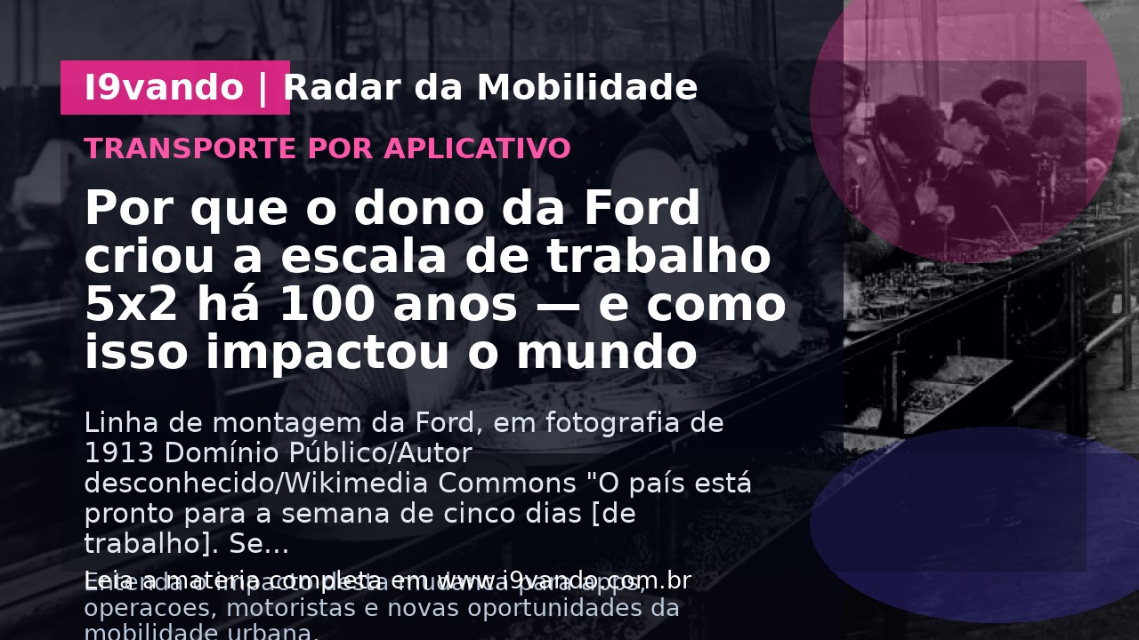 Por que o dono da Ford criou a escala de trabalho 5x2 há 100 anos — e como isso impactou o mundo