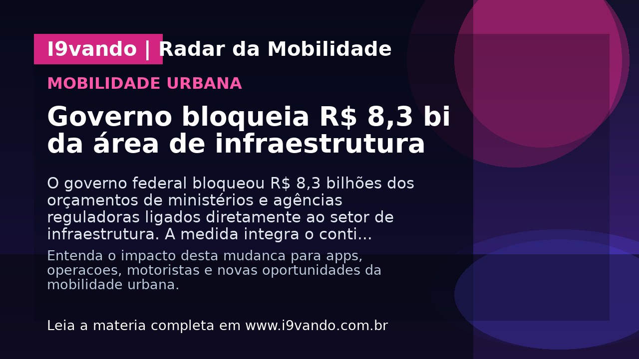 Governo bloqueia R$ 8,3 bi da área de infraestrutura