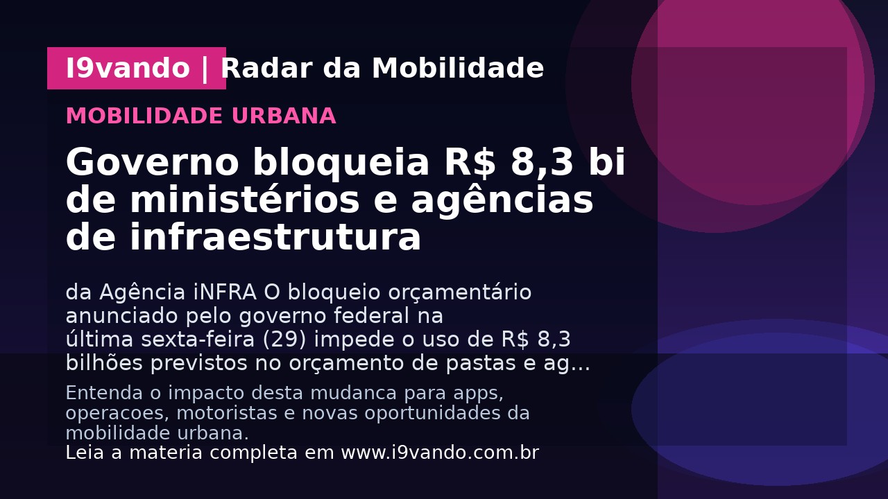 Governo bloqueia R$ 8,3 bi de ministérios e agências de infraestrutura