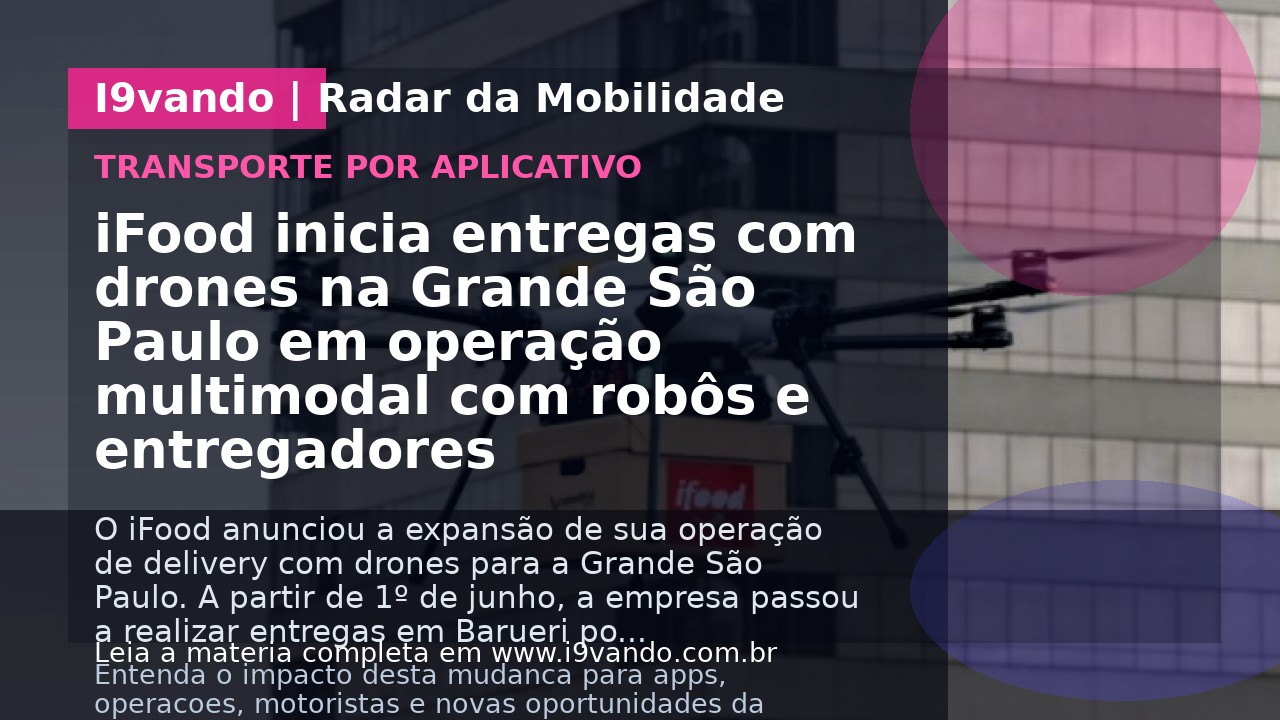 iFood inicia entregas com drones na Grande São Paulo em operação multimodal com robôs e entregadores