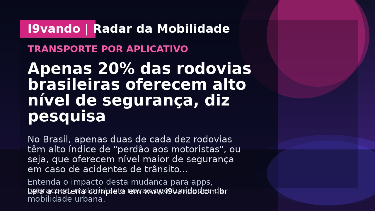 Apenas 20% das rodovias brasileiras oferecem alto nível de segurança, diz pesquisa