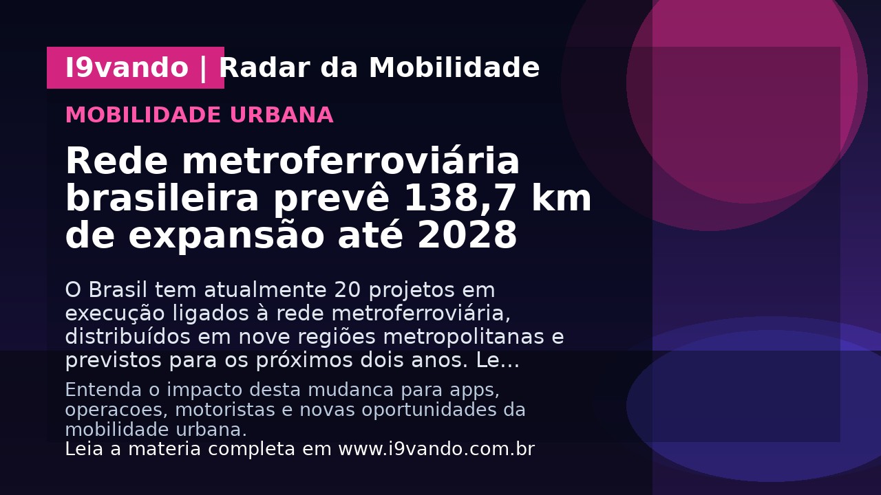 Rede metroferroviária brasileira prevê 138,7 km de expansão até 2028