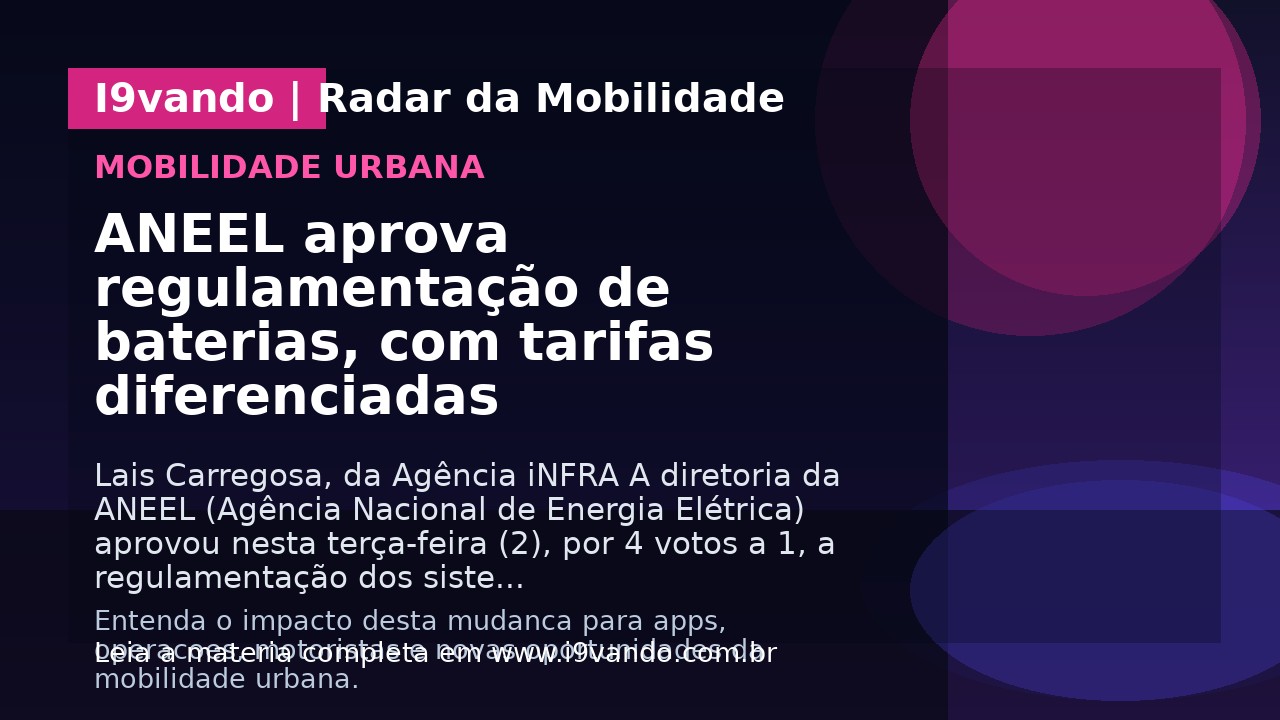 ANEEL aprova regulamentação de baterias, com tarifas diferenciadas