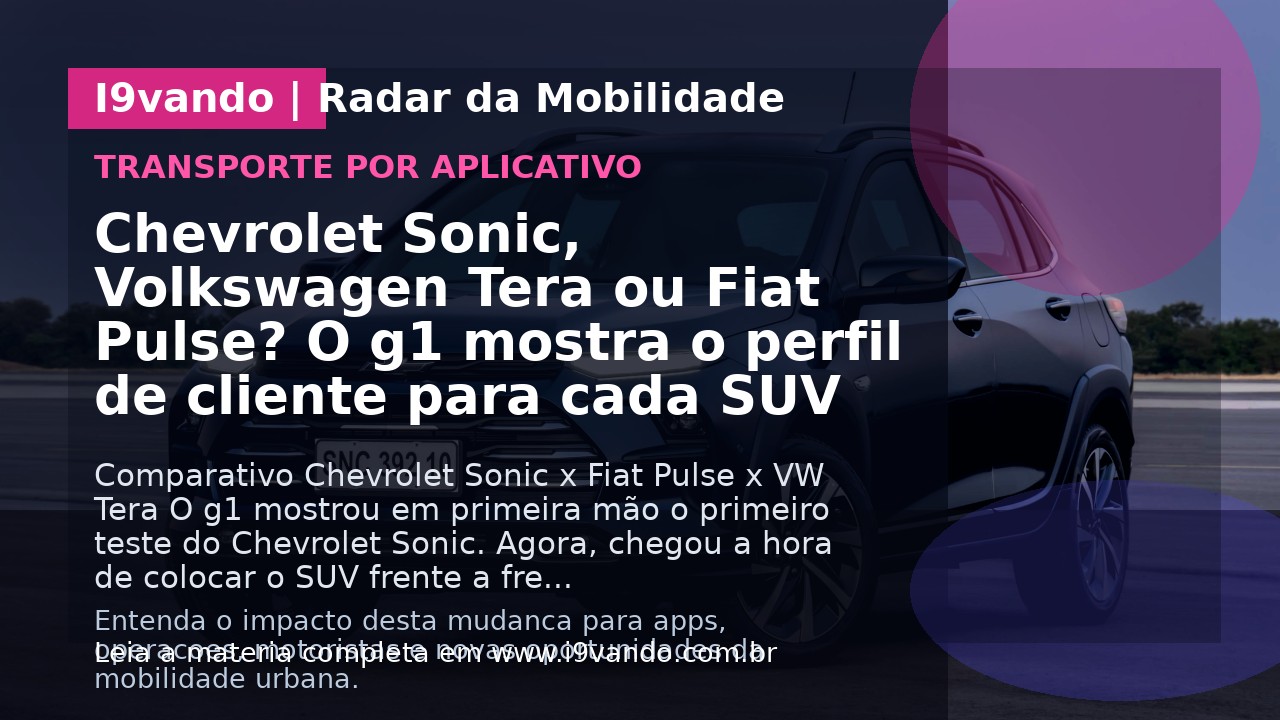 Chevrolet Sonic, Volkswagen Tera ou Fiat Pulse? O g1 mostra o perfil de cliente para cada SUV
