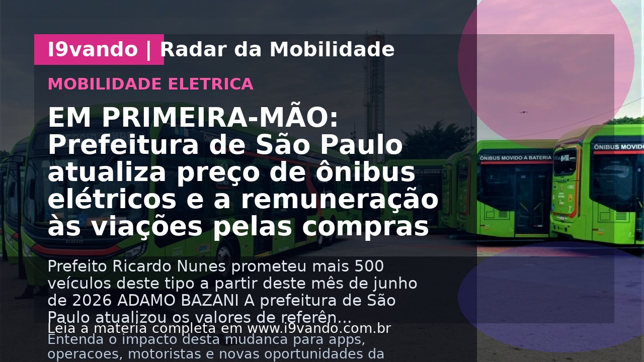 EM PRIMEIRA-MÃO: Prefeitura de São Paulo atualiza preço de ônibus elétricos e a remuneração às viações pelas compras