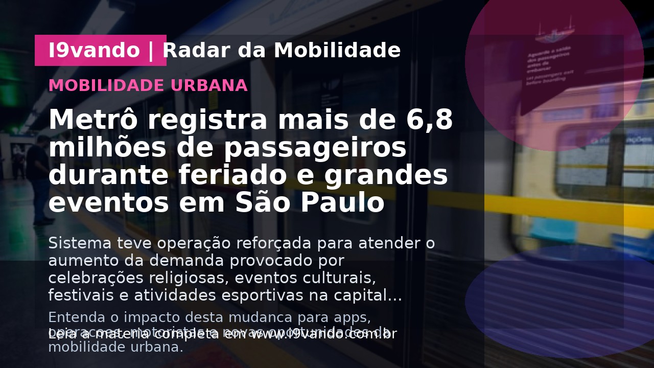 Metrô registra mais de 6,8 milhões de passageiros durante feriado e grandes eventos em São Paulo