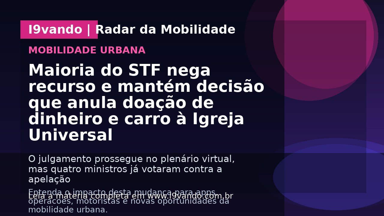 Maioria do STF nega recurso e mantém decisão que anula doação de dinheiro e carro à Igreja Universal