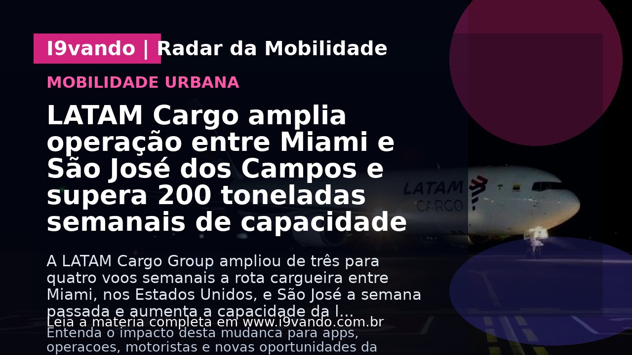 LATAM Cargo amplia operação entre Miami e São José dos Campos e supera 200 toneladas semanais de capacidade
