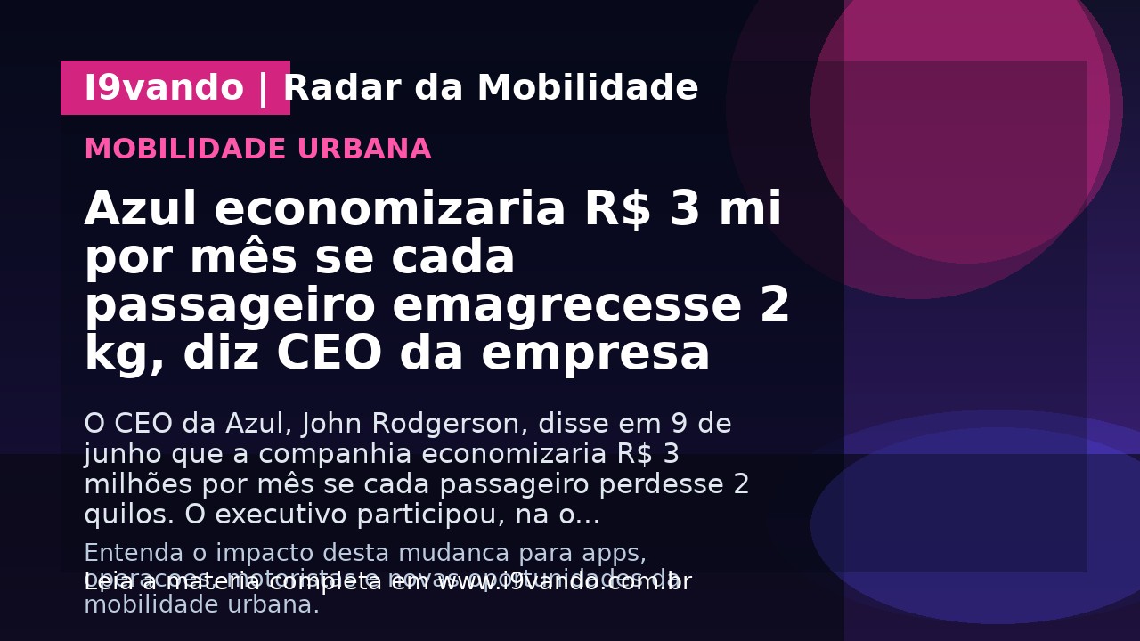 Azul economizaria R$ 3 mi por mês se cada passageiro emagrecesse 2 kg, diz CEO da empresa