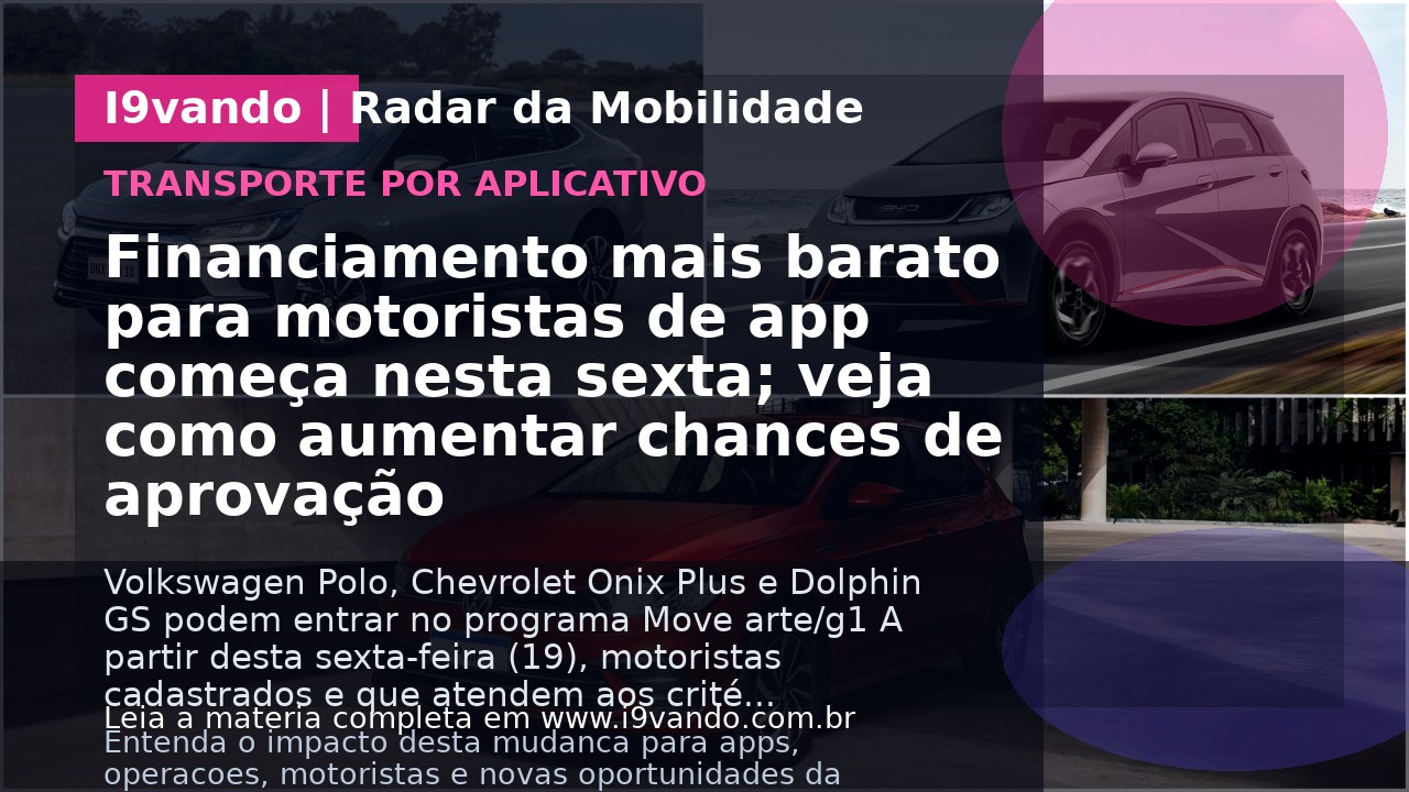 Financiamento mais barato para motoristas de app começa nesta sexta; veja como aumentar chances de aprovação