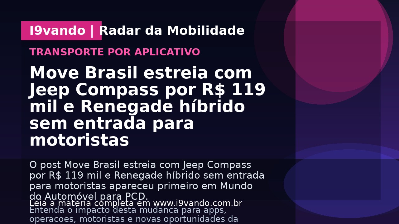 Move Brasil estreia com Jeep Compass por R$ 119 mil e Renegade híbrido sem entrada para motoristas