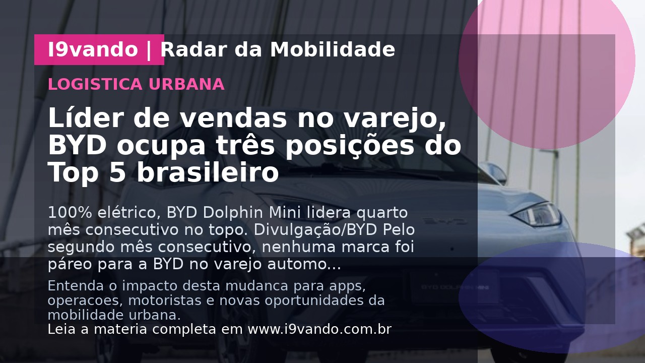Líder de vendas no varejo, BYD ocupa três posições do Top 5 brasileiro