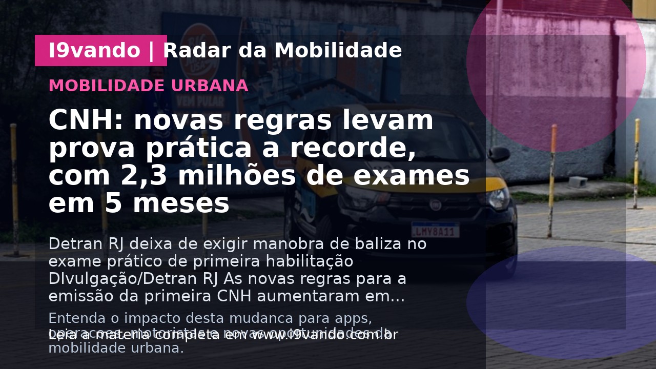 CNH: novas regras levam prova prática a recorde, com 2,3 milhões de exames em 5 meses