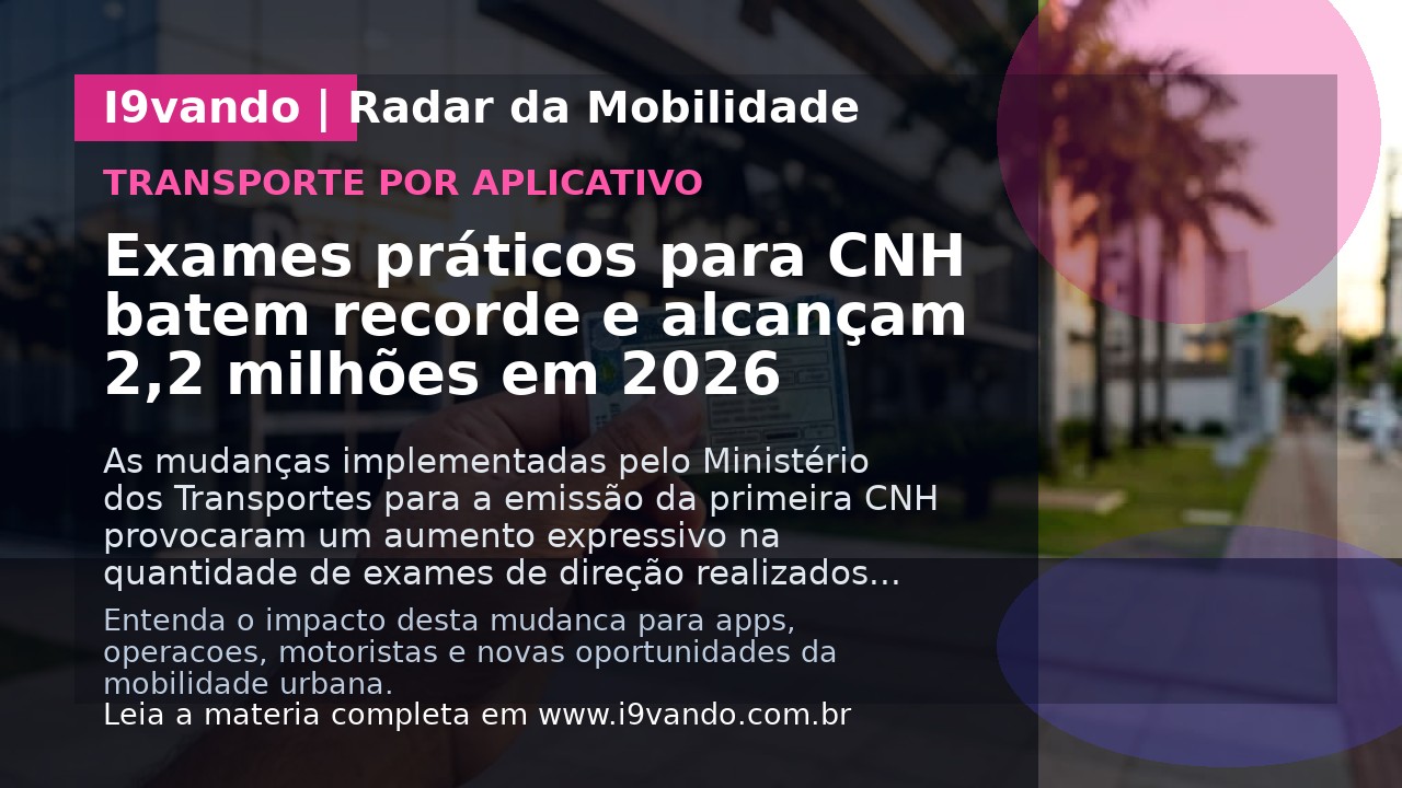 Exames práticos para CNH batem recorde e alcançam 2,2 milhões em 2026
