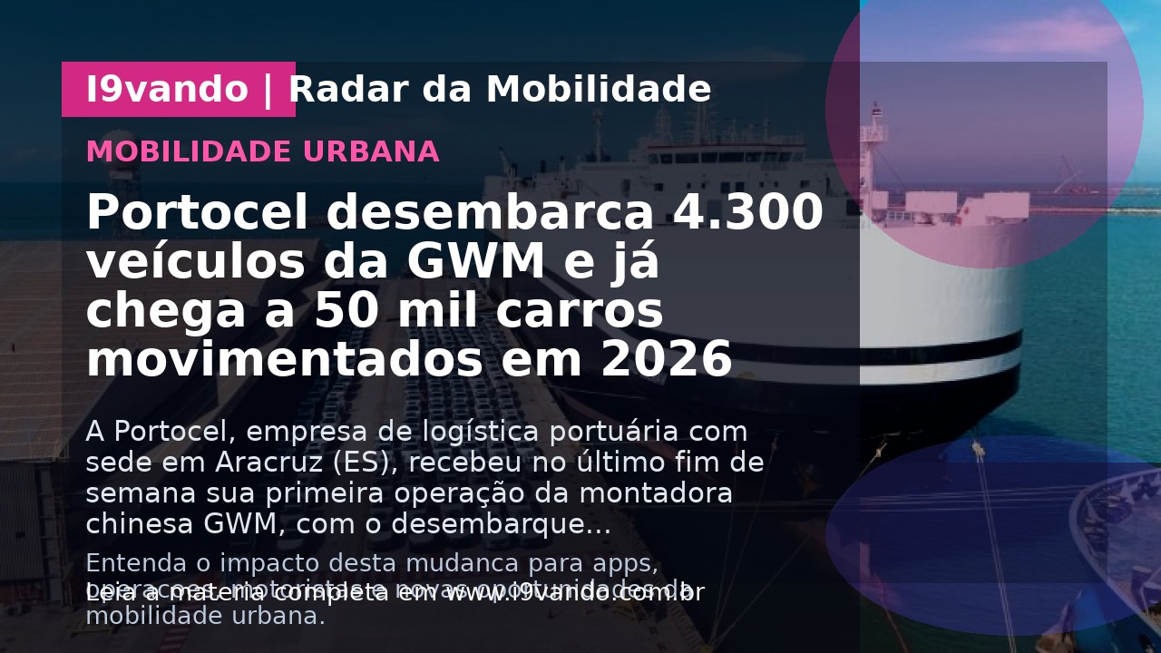 Portocel desembarca 4.300 veículos da GWM e já chega a 50 mil carros movimentados em 2026