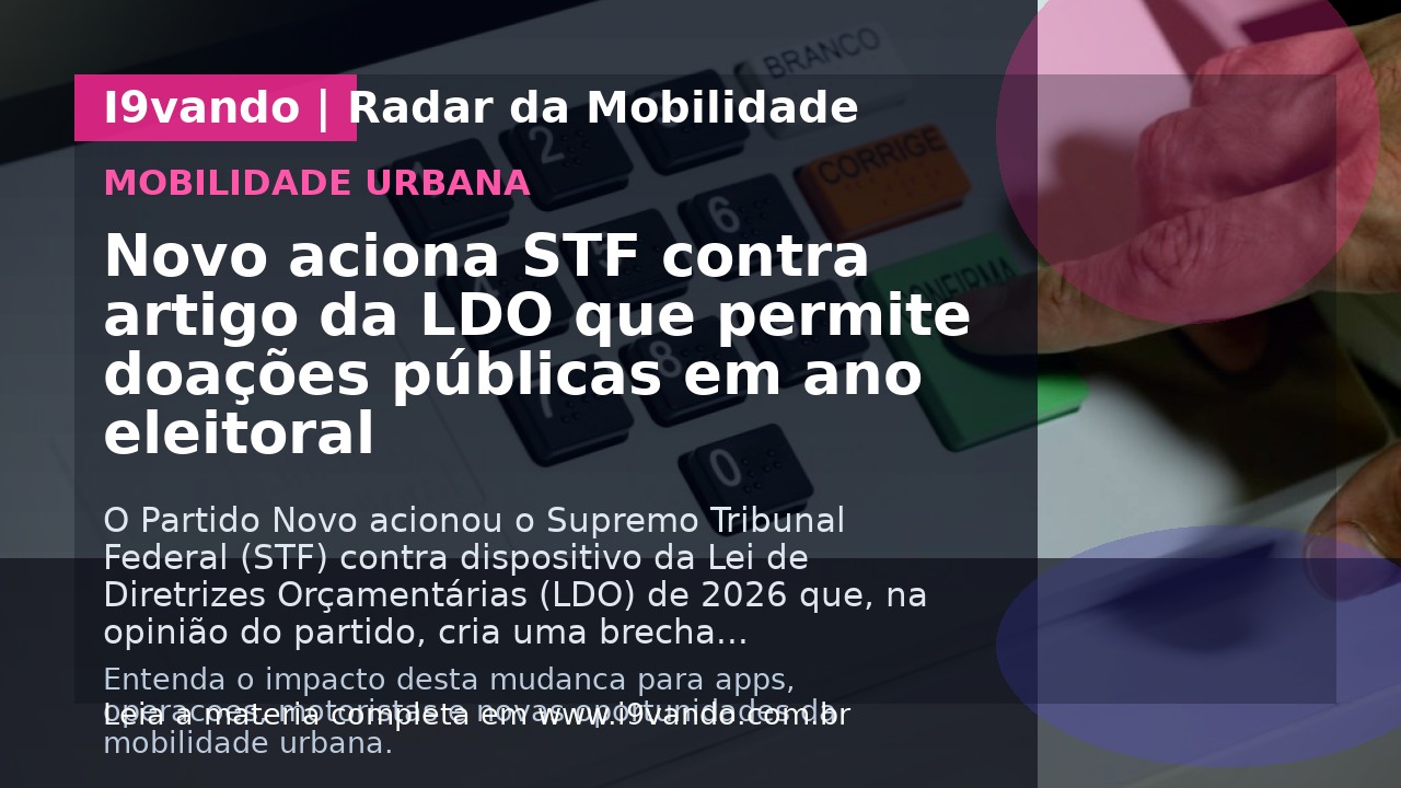 Novo aciona STF contra artigo da LDO que permite doações públicas em ano eleitoral