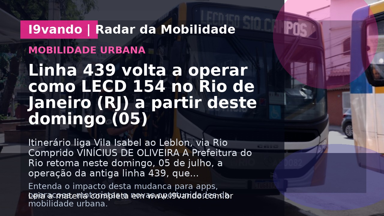 Linha 439 volta a operar como LECD 154 no Rio de Janeiro (RJ) a partir deste domingo (05)