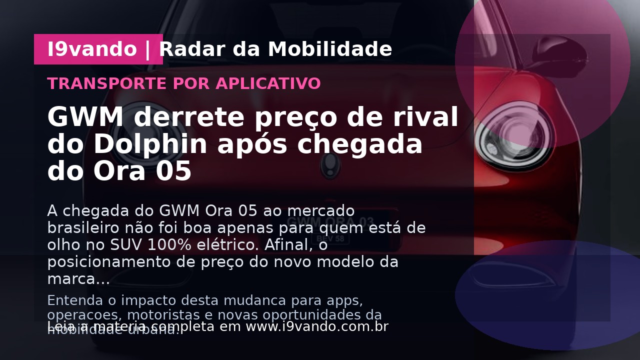 GWM derrete preço de rival do Dolphin após chegada do Ora 05