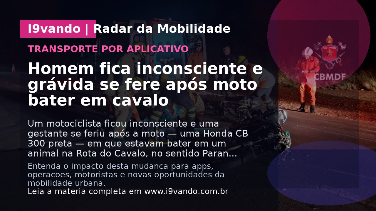 Homem fica inconsciente e grávida se fere após moto bater em cavalo