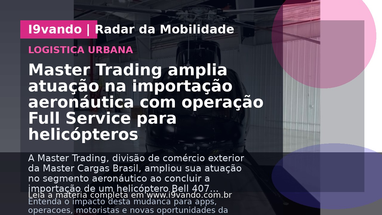 Master Trading amplia atuação na importação aeronáutica com operação Full Service para helicópteros