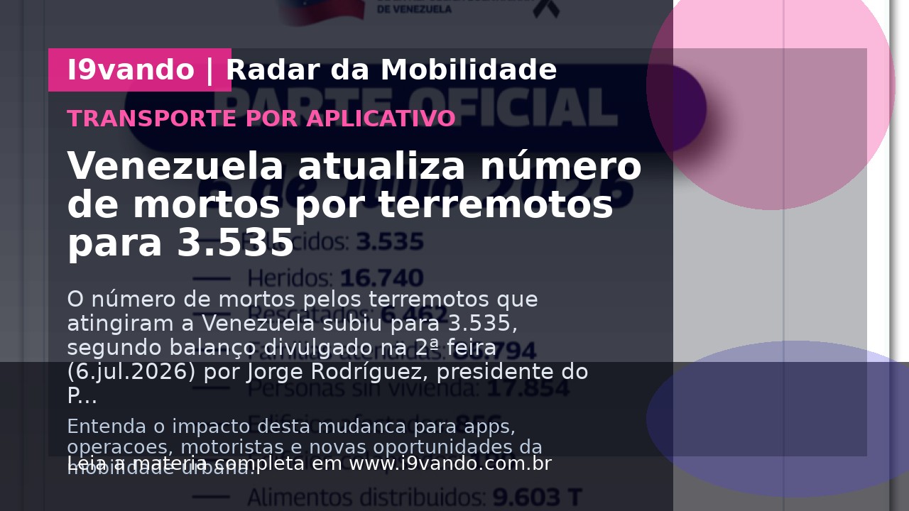 Venezuela atualiza número de mortos por terremotos para 3.535