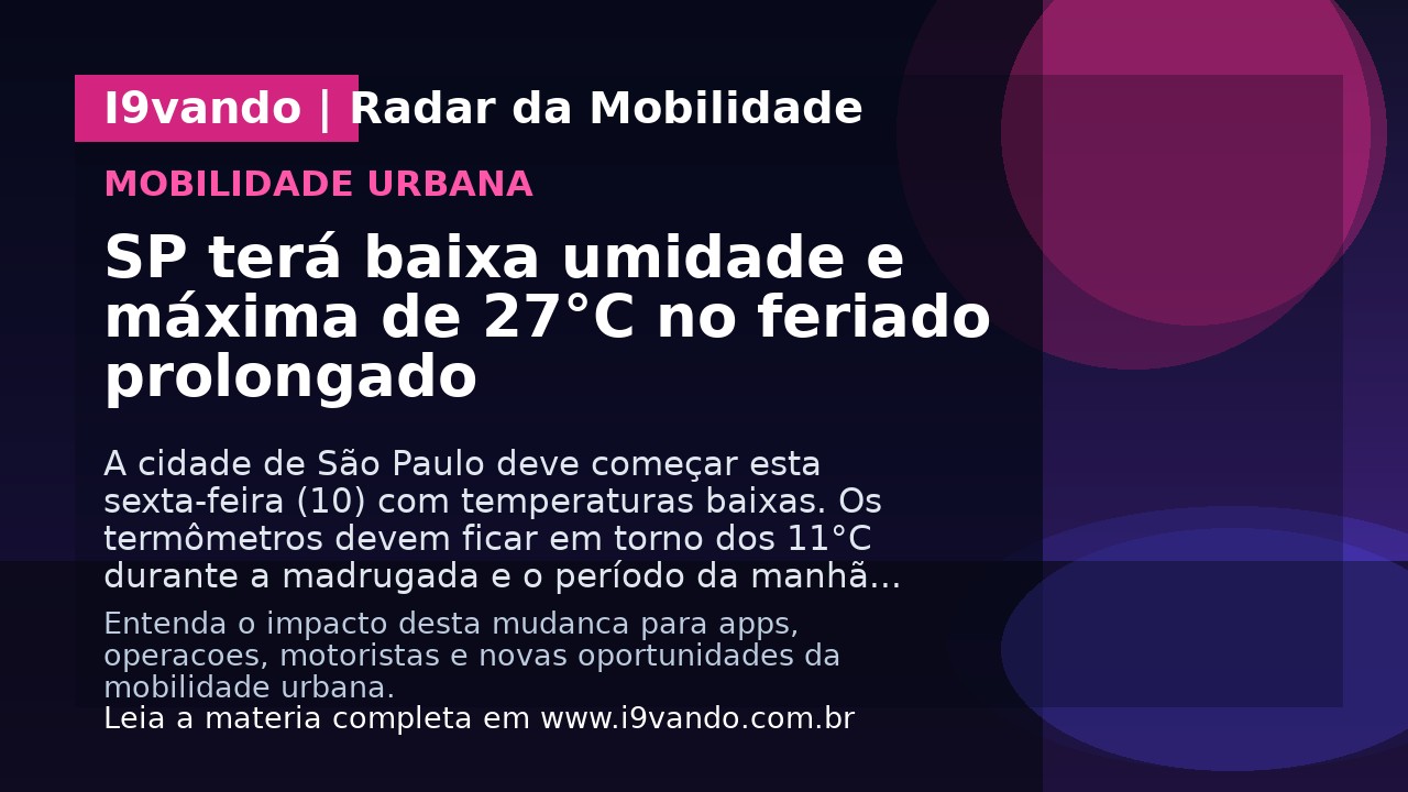 SP terá baixa umidade e máxima de 27°C no feriado prolongado