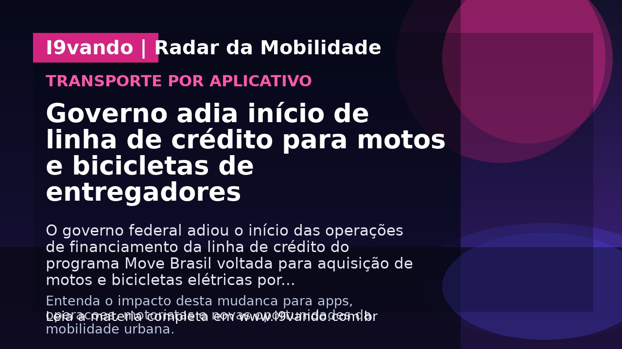 Governo adia início de linha de crédito para motos e bicicletas de entregadores