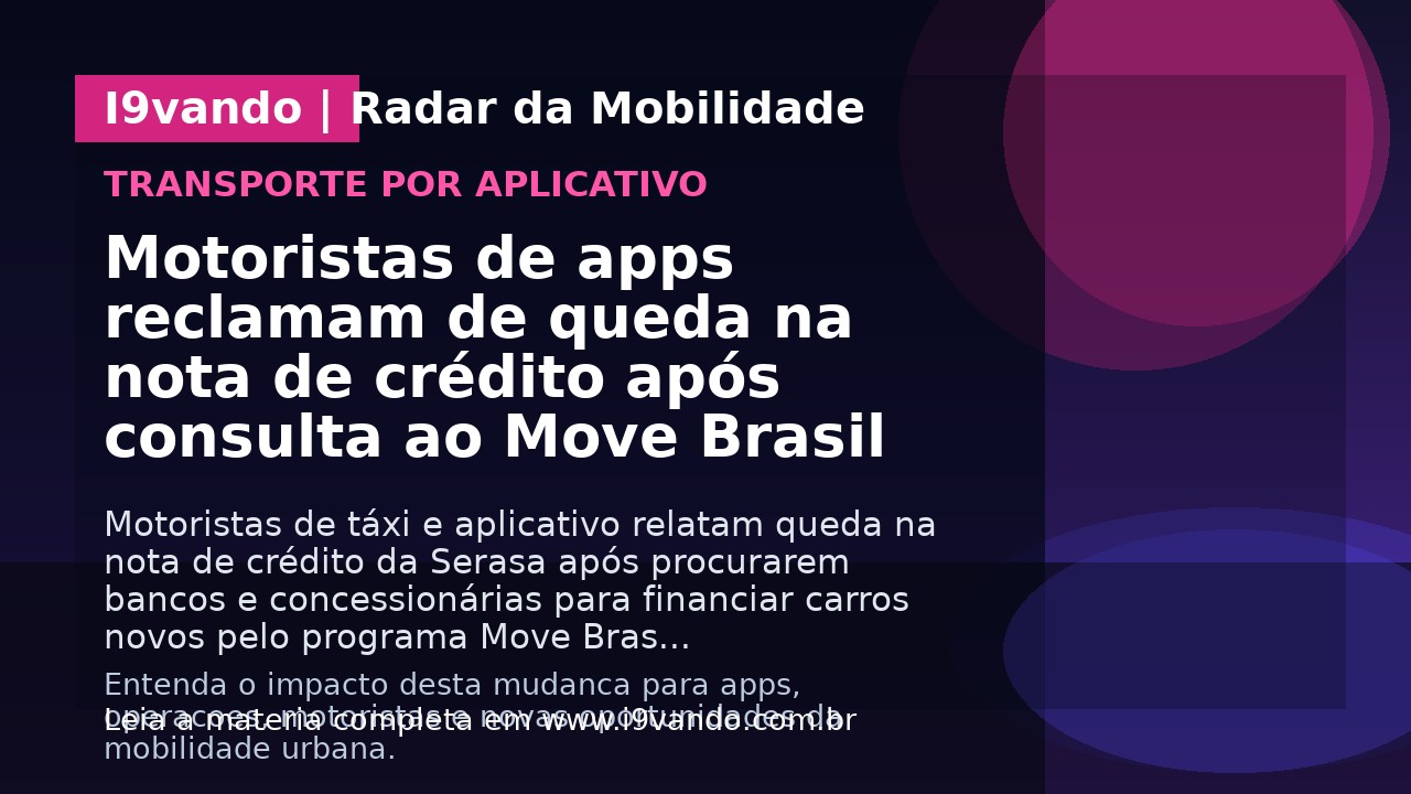 Motoristas de apps reclamam de queda na nota de crédito após consulta ao Move Brasil