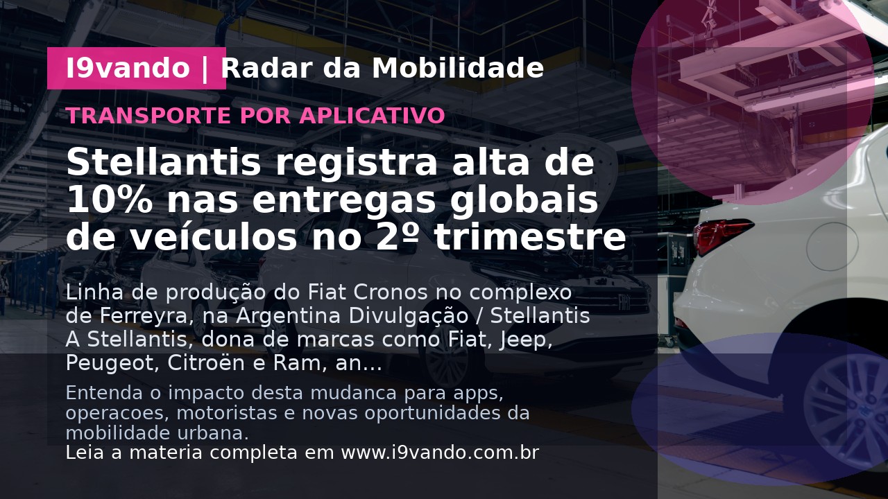 Stellantis registra alta de 10% nas entregas globais de veículos no 2º trimestre