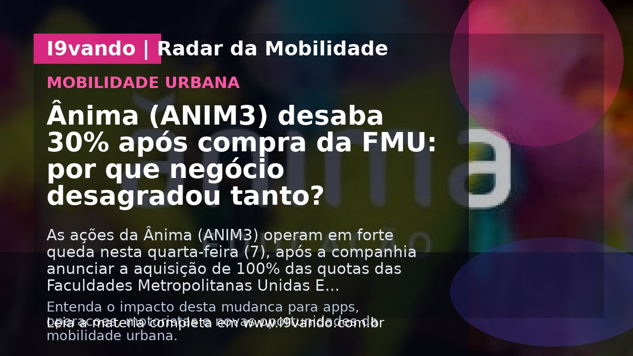 Ânima (ANIM3) desaba 30% após compra da FMU: por que negócio desagradou tanto?