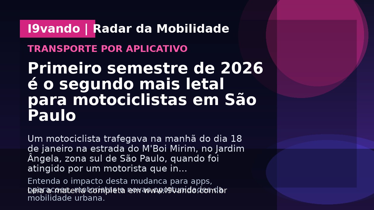 Primeiro semestre de 2026 é o segundo mais letal para motociclistas em São Paulo