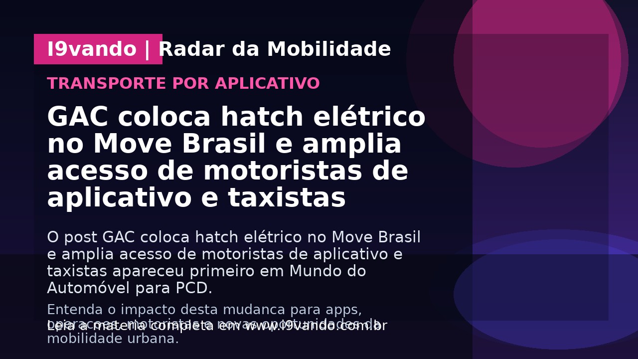 GAC coloca hatch elétrico no Move Brasil e amplia acesso de motoristas de aplicativo e taxistas