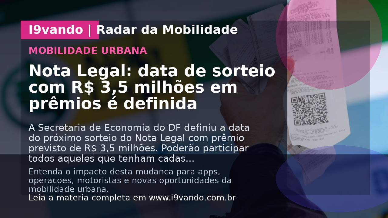 Nota Legal: data de sorteio com R$ 3,5 milhões em prêmios é definida