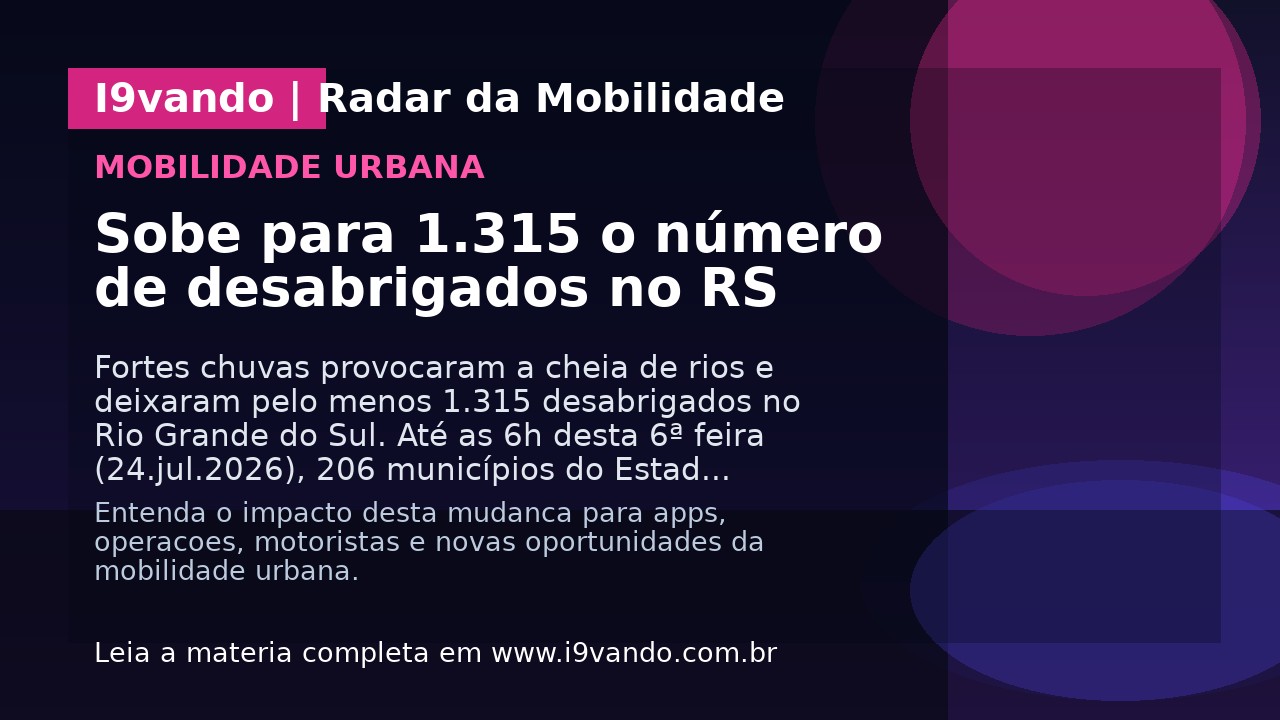 Sobe para 1.315 o número de desabrigados no RS