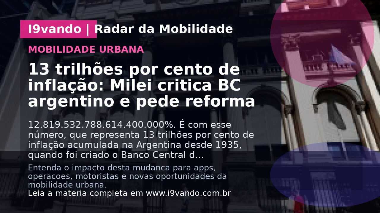 13 trilhões por cento de inflação: Milei critica BC argentino e pede reforma
